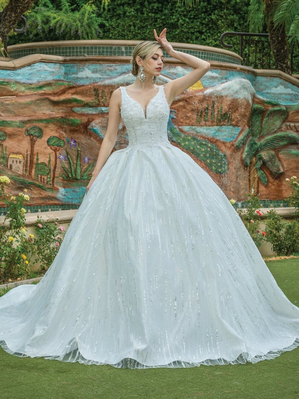 NEW OFF WHITE Wedding Dress Floor Length Embellished Formal Elegant 0177